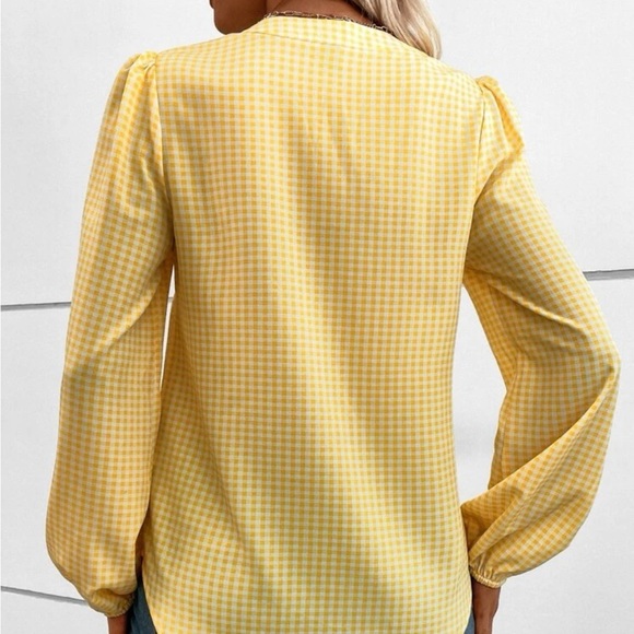 New gingham yellow long sleeve blouse - Picture 5 of 7